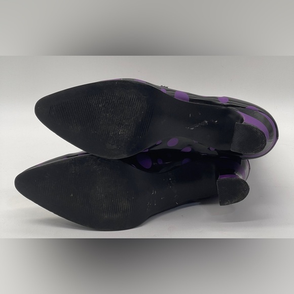 Funtasma Black Patent Purple Polka Dot Lace Up Boots Goth Cosplay Witch Sz 11.5 - Picture 5 of 9